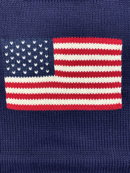 close up of American Flag knit