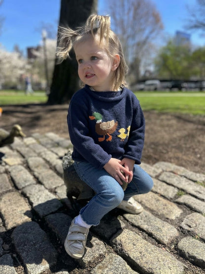 Navy Mallard Ducklings Roll Neck Sweater