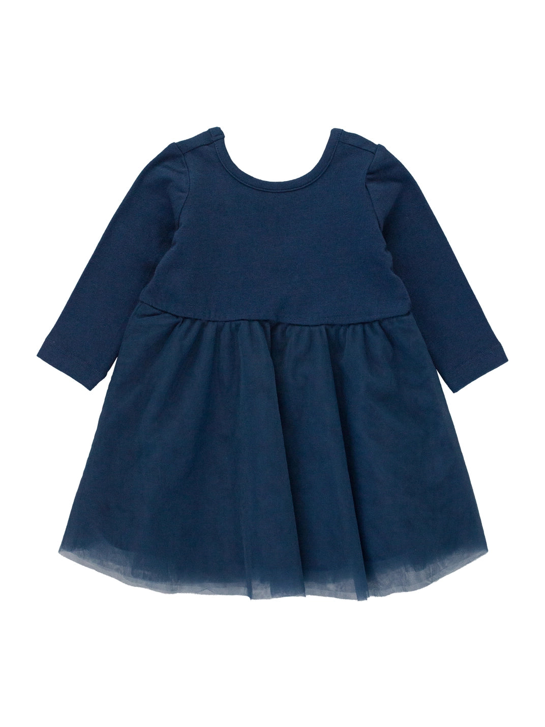 Dark Navy Long Sleeve Tulle Twirl Dress