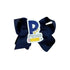 Navy blue bow with a &