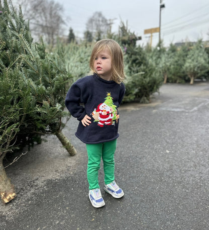 Navy Santa/Tree/Reindeer Roll Neck Sweater
