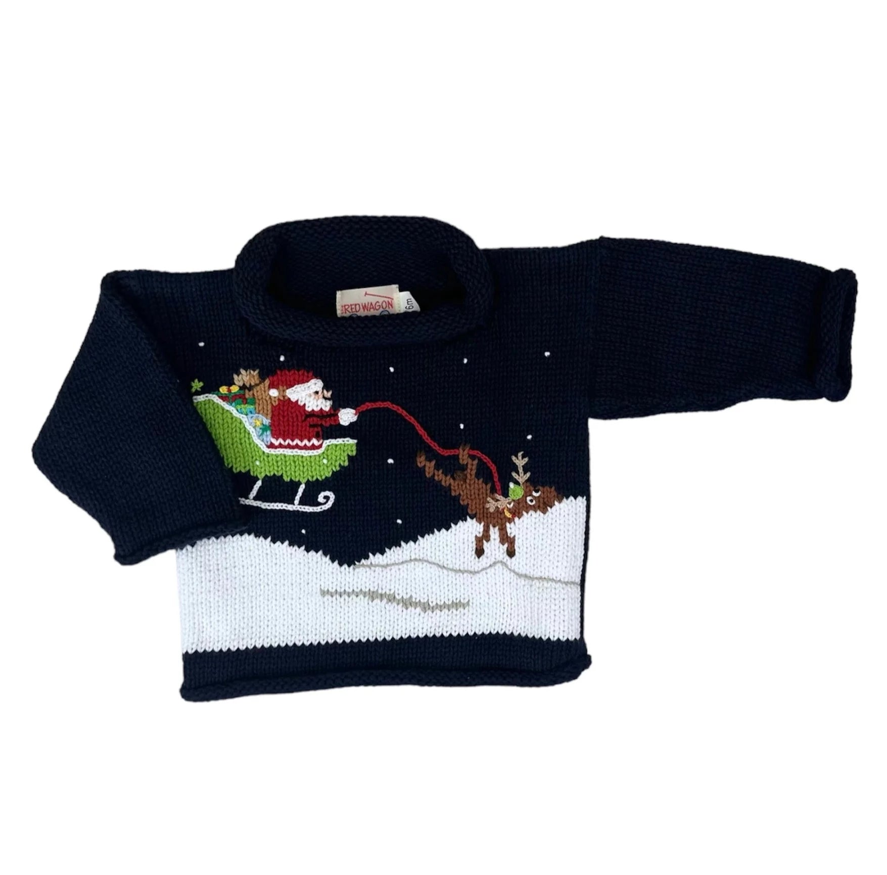 navy sweater with santa and reindeer