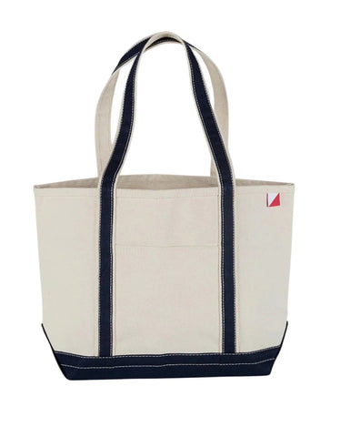 canvas bag with navy straps