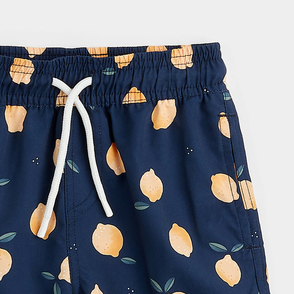 navy swim trunks with yellow lemons for kids