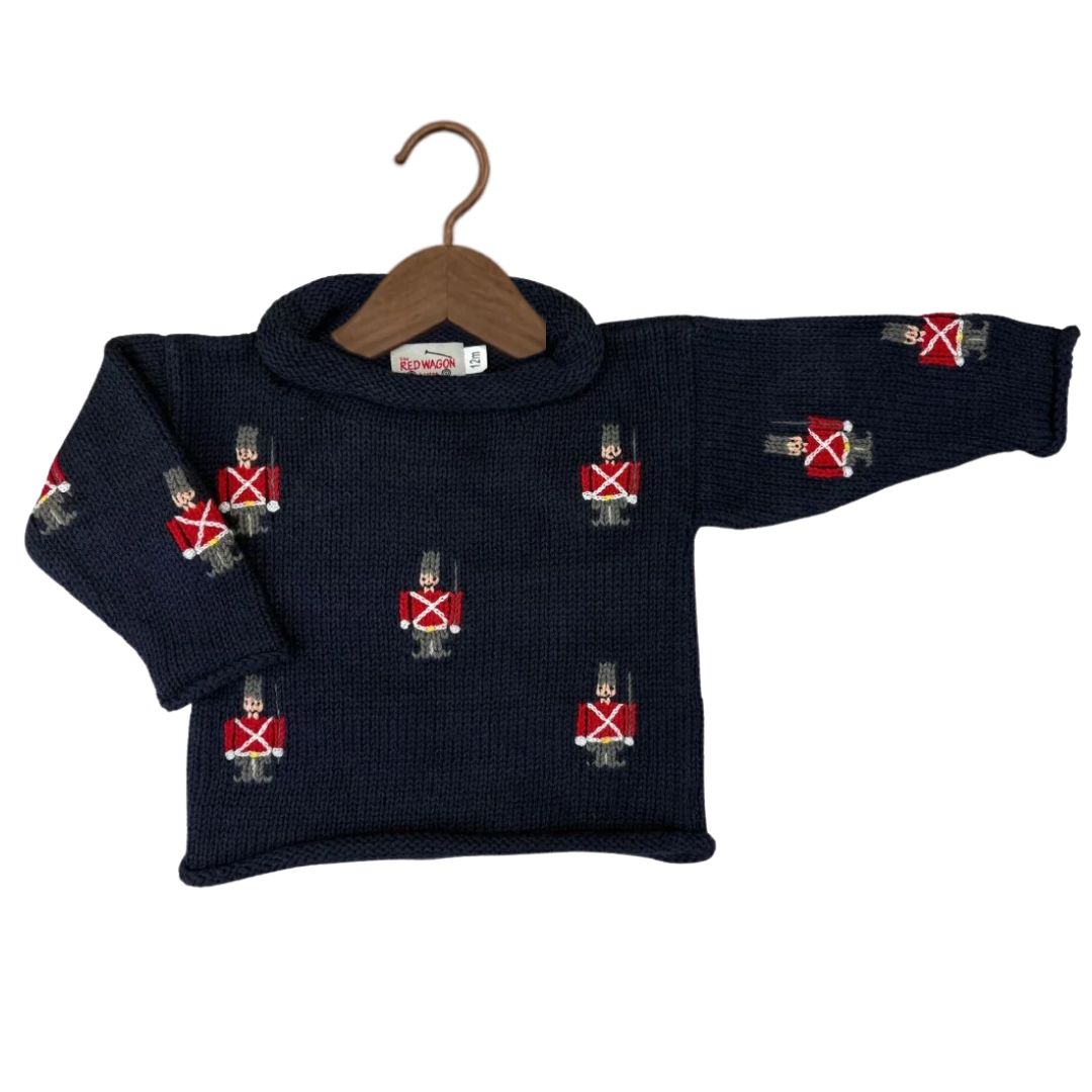 Navy Toy Soldiers Nutcracker Roll Neck Sweater