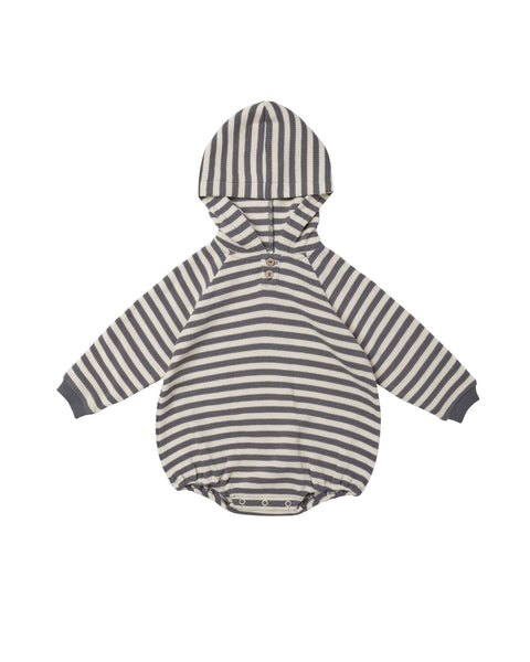 navy stripe hooded romper