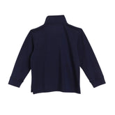 Navy blue sweater on a light gray background