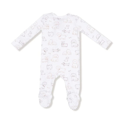 White Neutral Pups 2 Way Zipper Footie