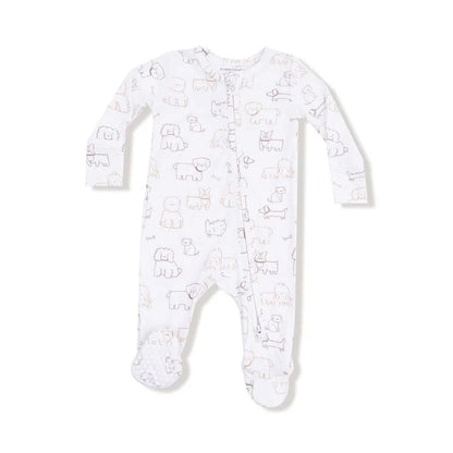 White Neutral Pups 2 Way Zipper Footie
