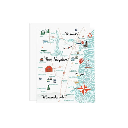 greeting card with New England seacoast