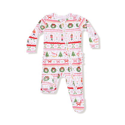 Christmas-themed baby onesie on a white background