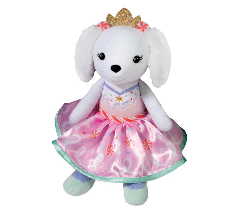 puppy plush dressed as nutcracker