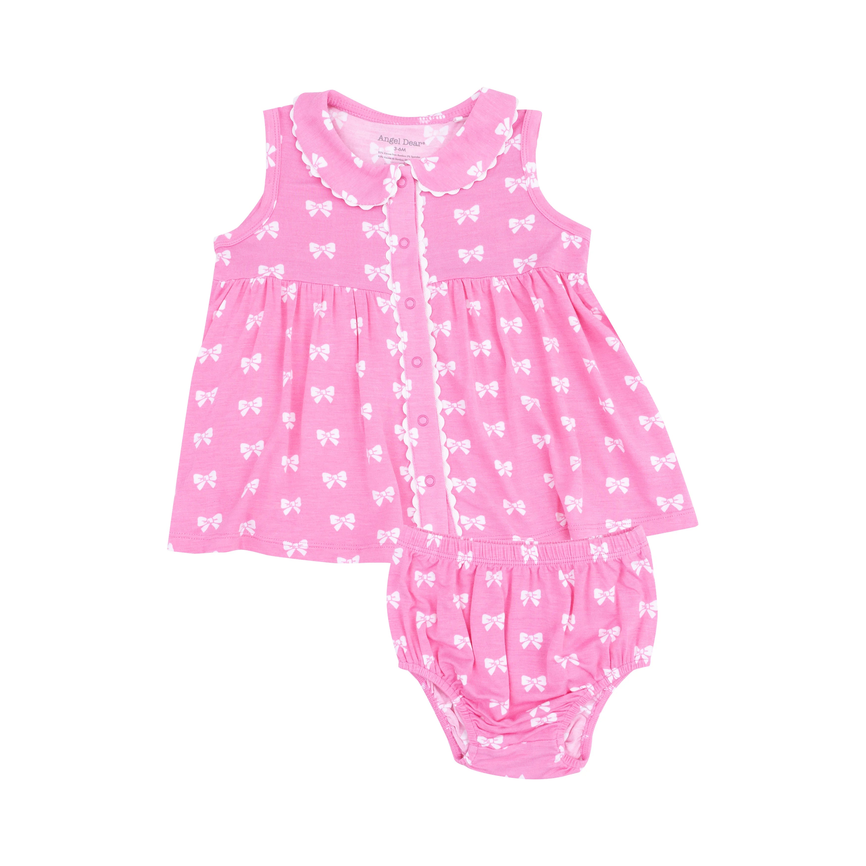Children's Pink Bows Ric Rac Trim Dress | The Red Wagon