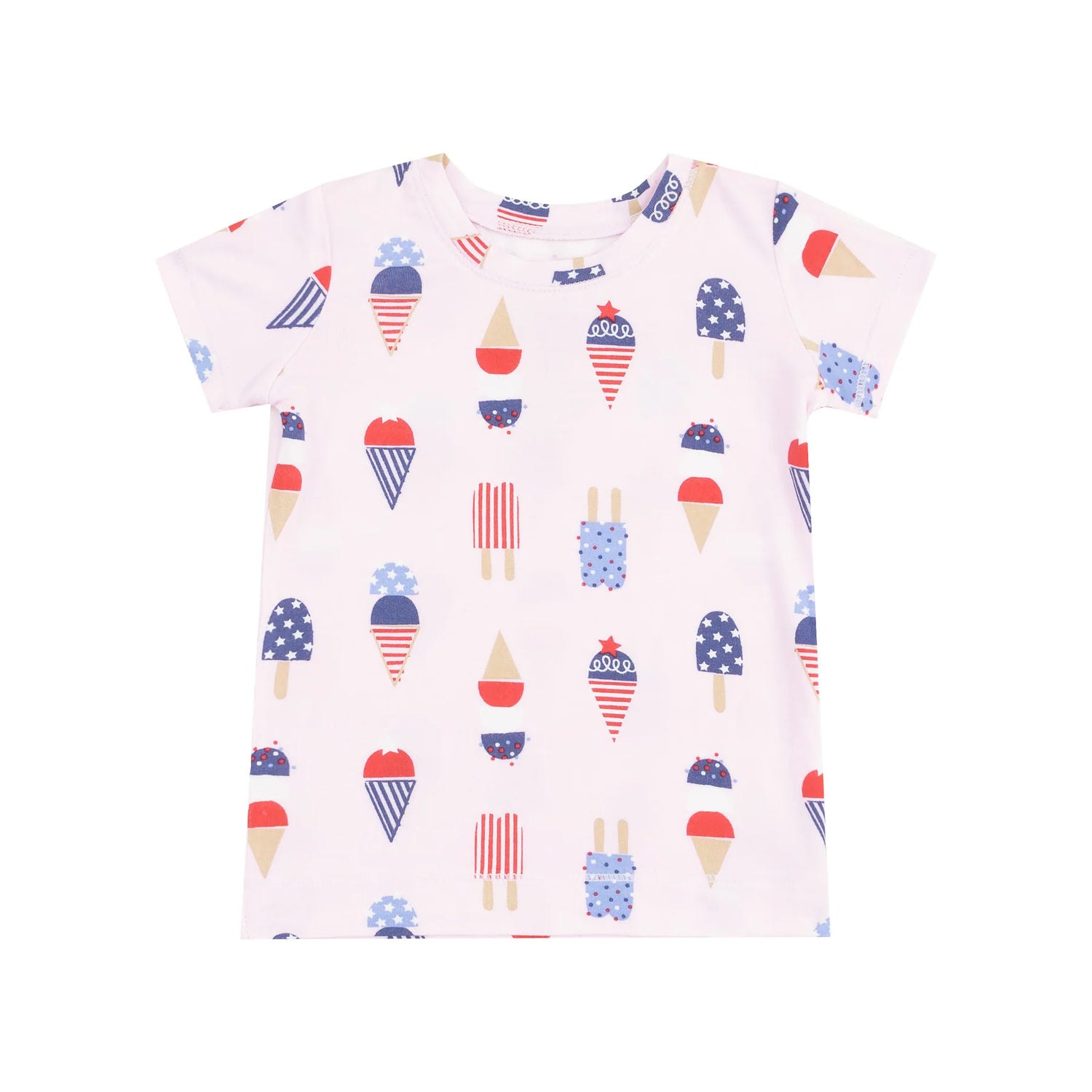 pink pajamas with red white blue ice cream all over