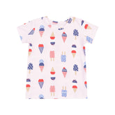pink pajamas with red white blue ice cream all over