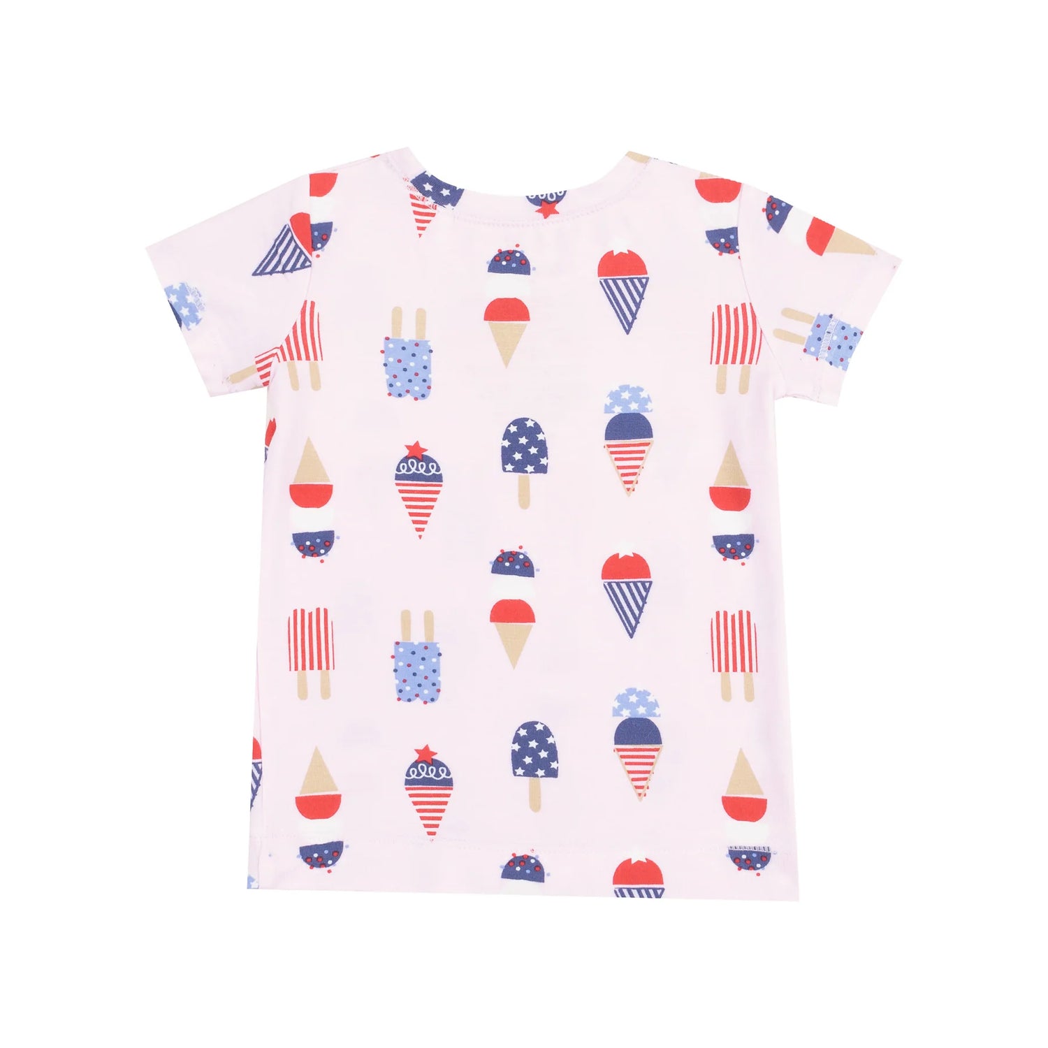 pink pajamas with red white blue ice cream all over