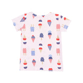 pink pajamas with red white blue ice cream all over