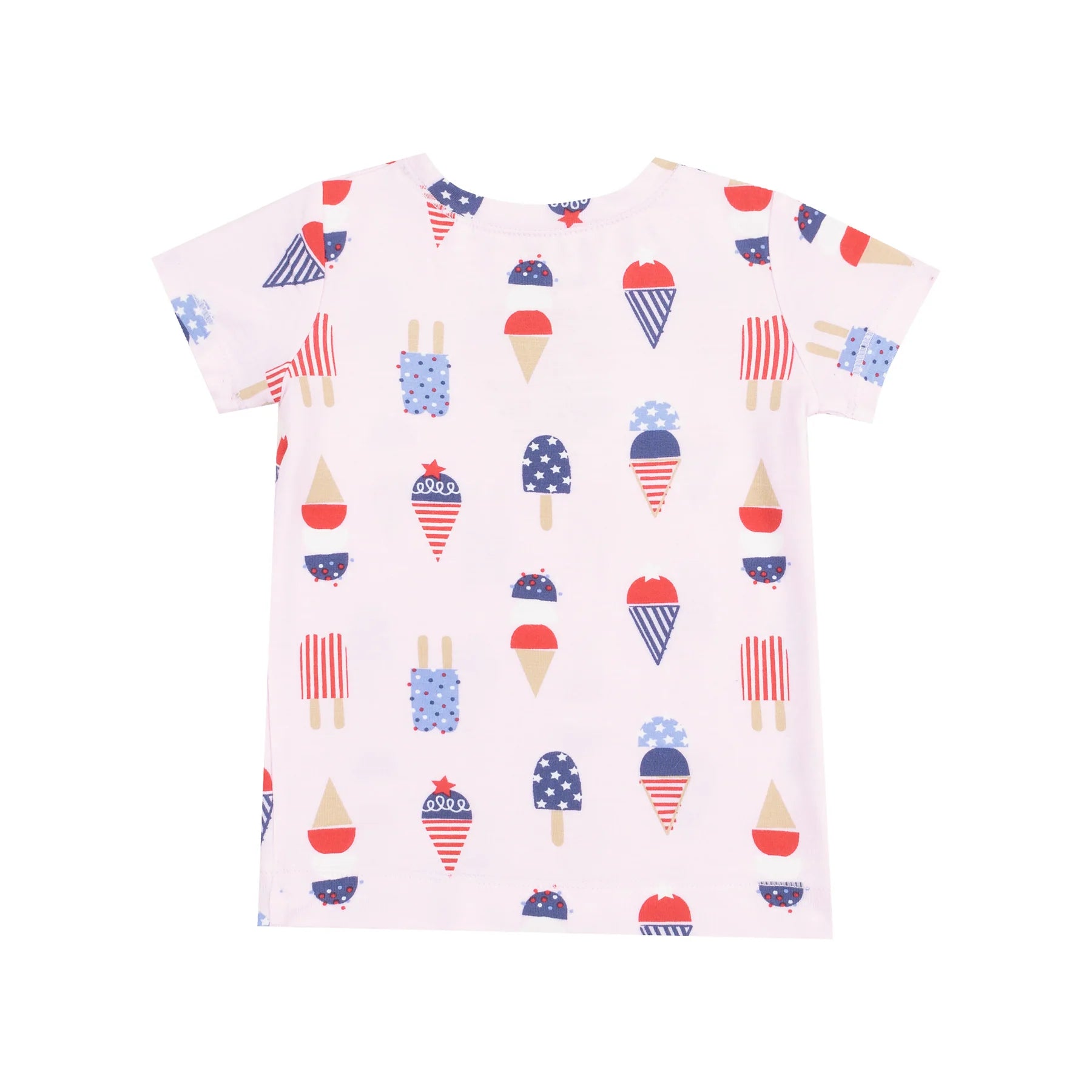 pink pajamas with red white blue ice cream all over