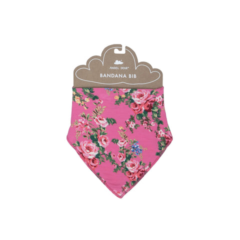 pink bandana bib with floral print