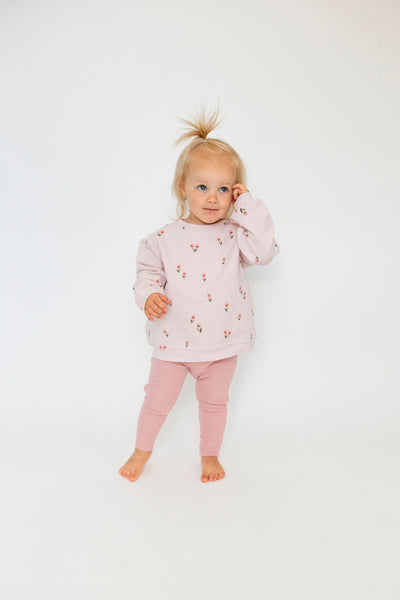 pink floral top and pink legging for kids