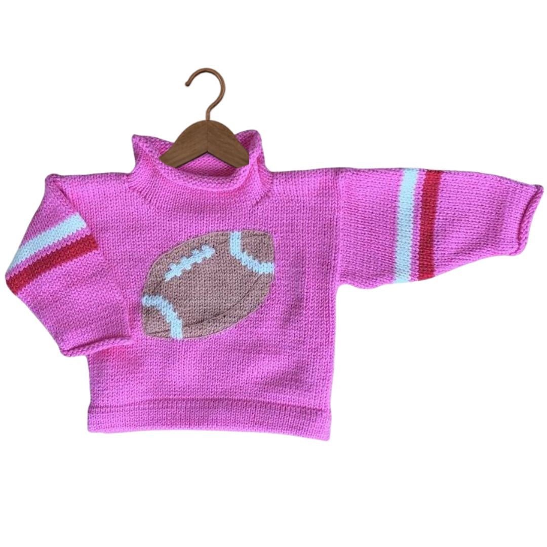 Pink Football Roll Neck Sweater