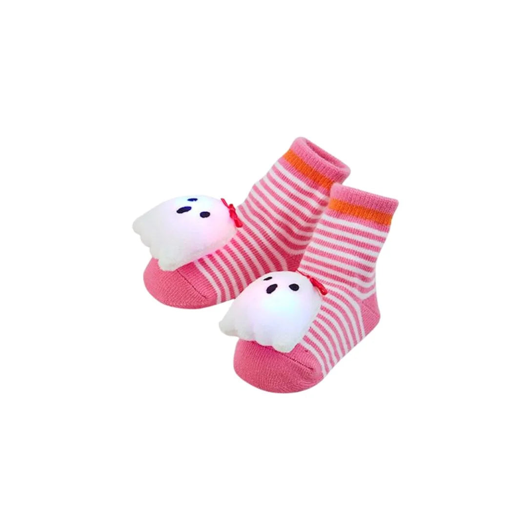 pink striped ghost socks