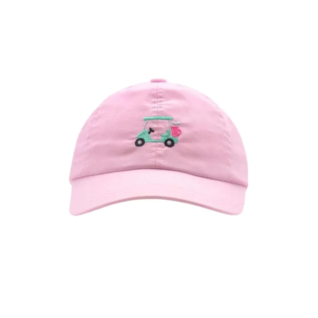 pink baseball hat with golf cart detail