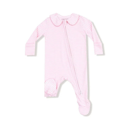 pink striped footie