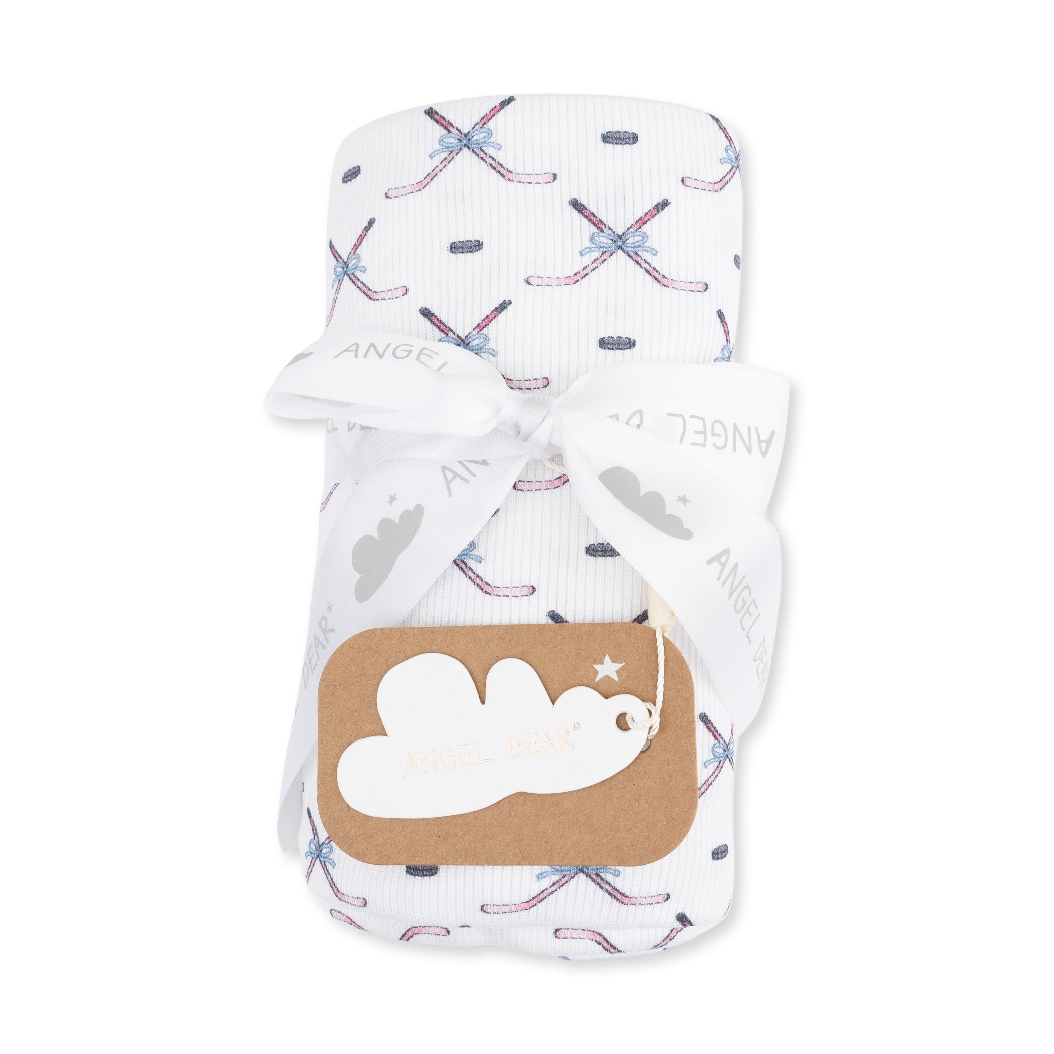 White/Pink Simple Hockey Swaddle Blanket