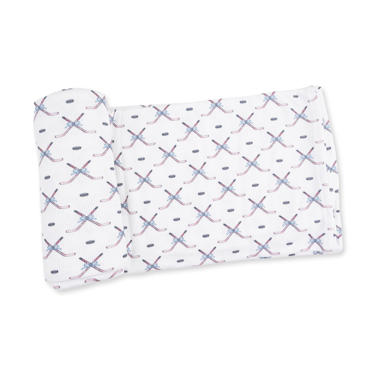 White/Pink Simple Hockey Swaddle Blanket