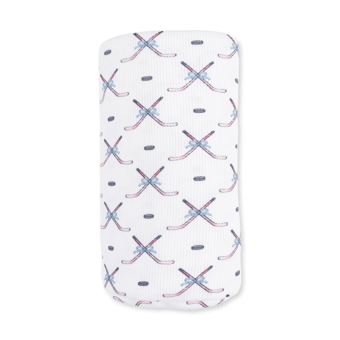 White/Pink Simple Hockey Swaddle Blanket