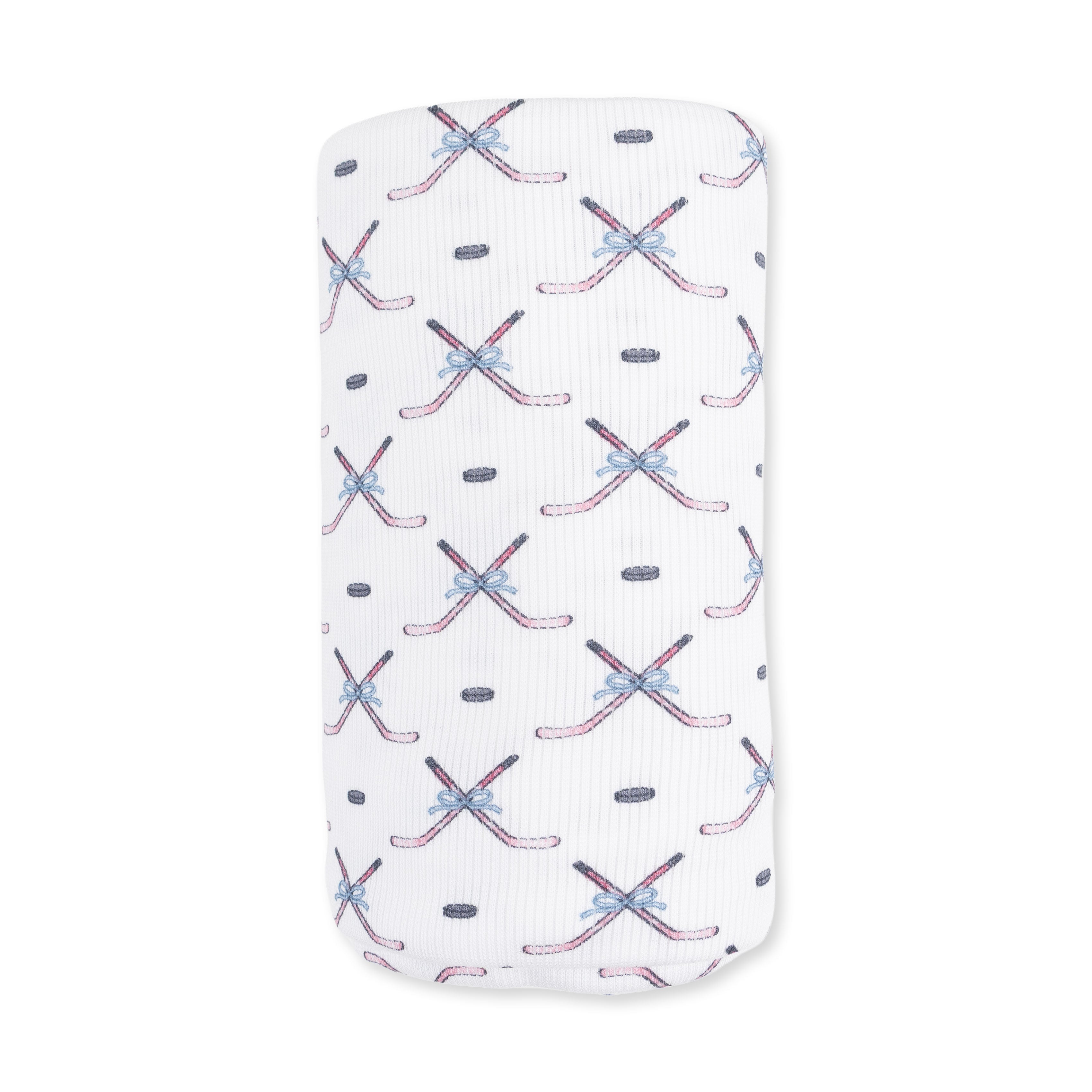 White/Pink Simple Hockey Swaddle Blanket