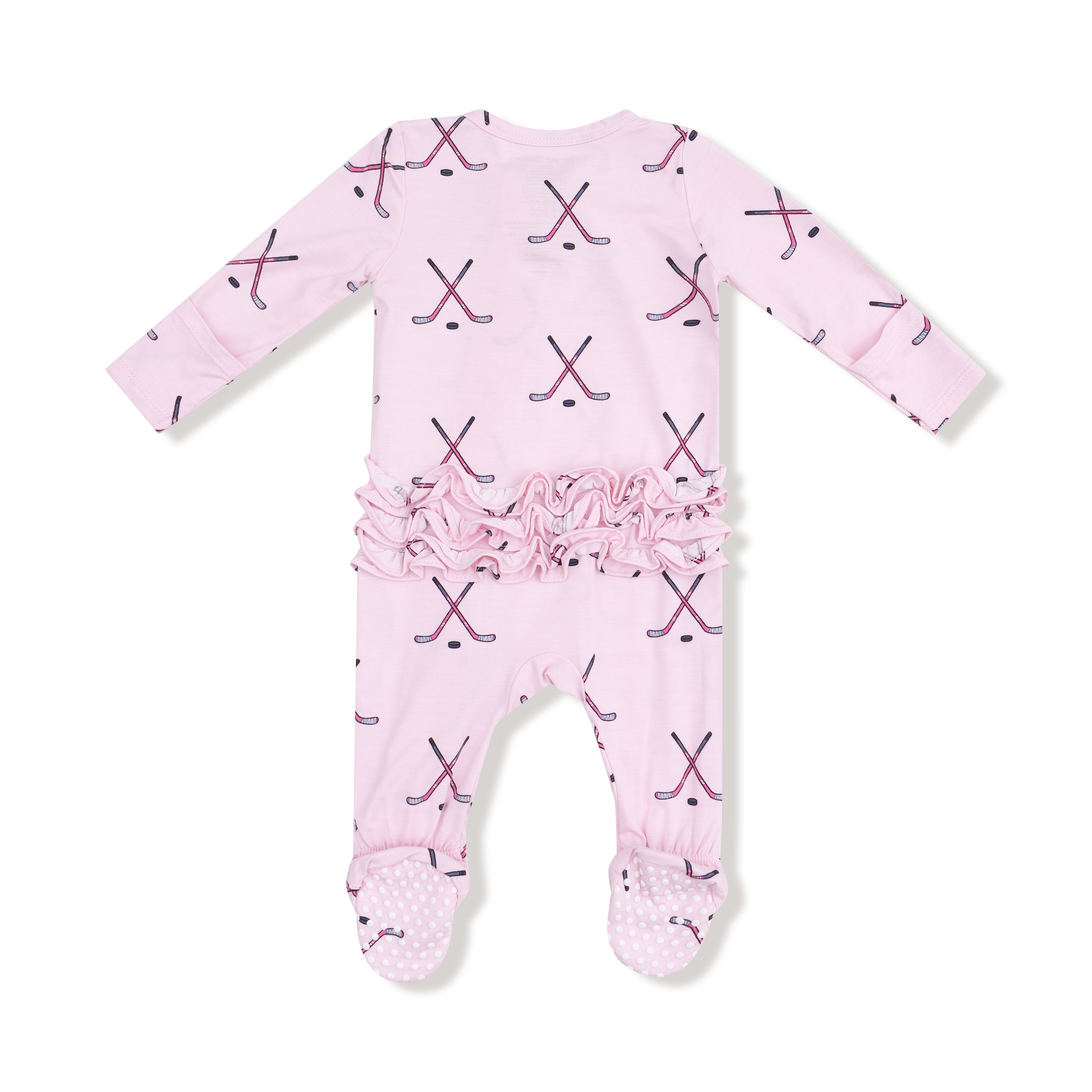 Pink Hockey Ruffle 2 Way Zipper Footie