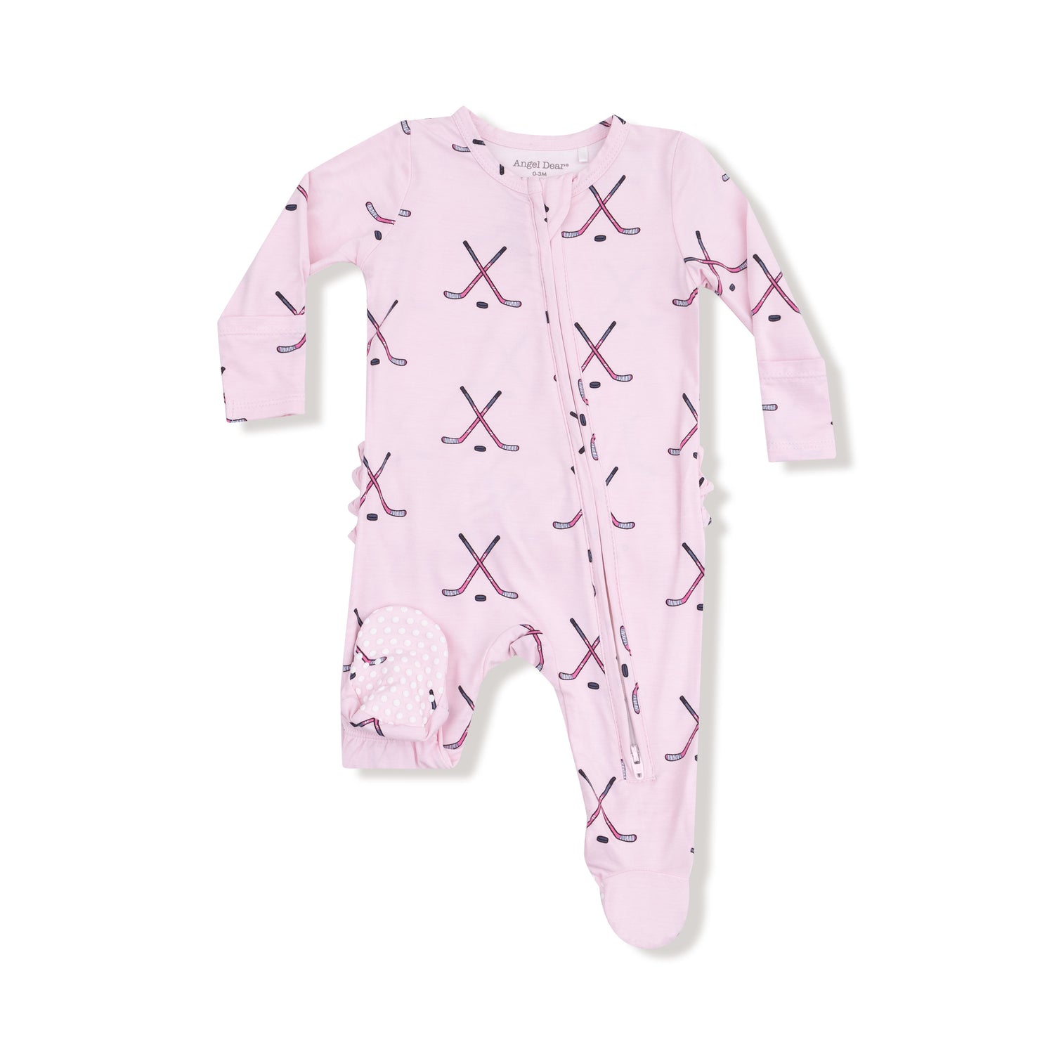 Pink Hockey Ruffle 2 Way Zipper Footie