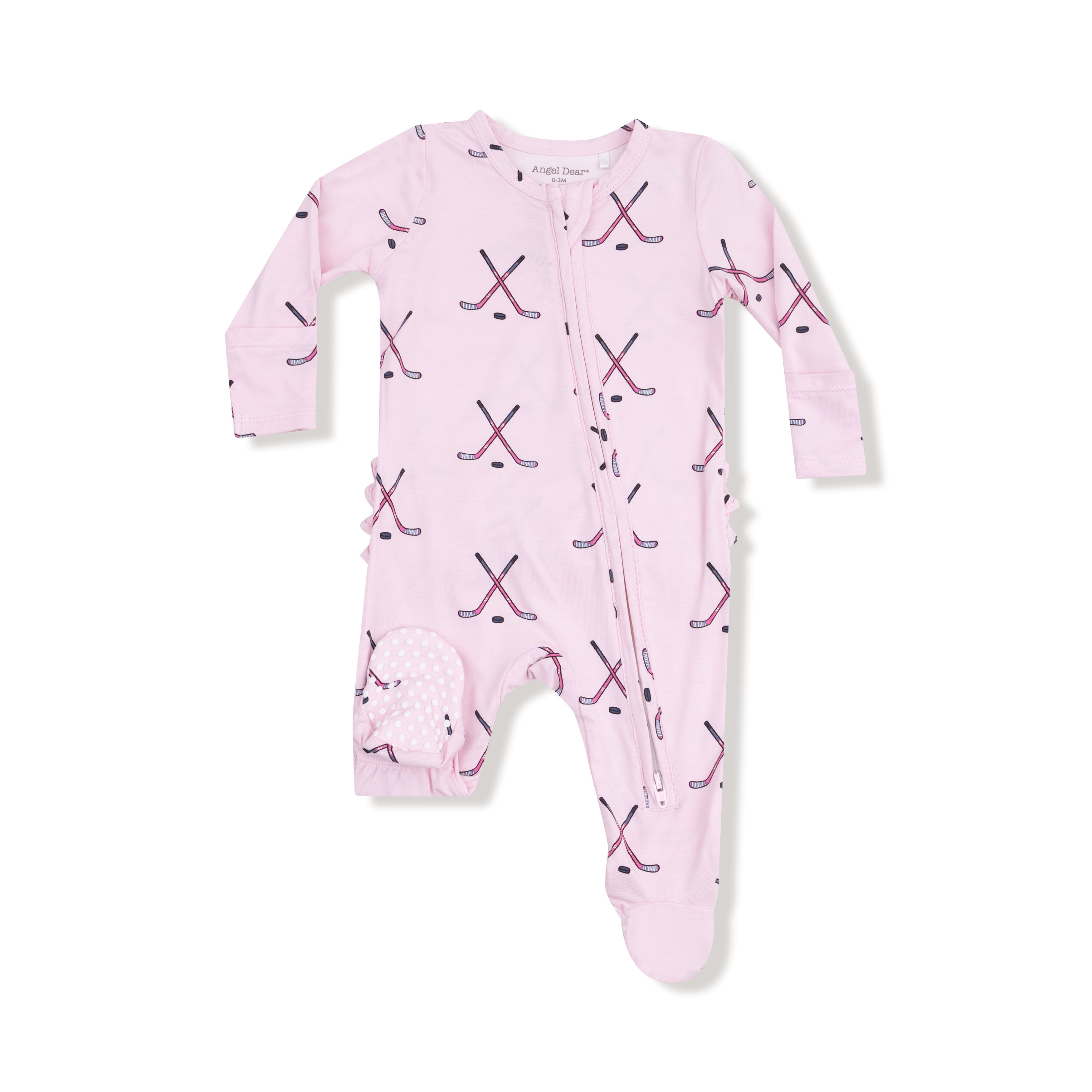 Pink Hockey Ruffle 2 Way Zipper Footie