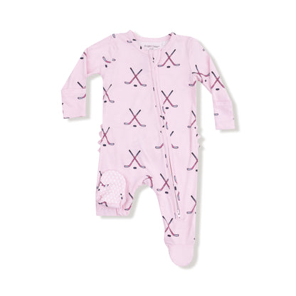 Pink Hockey Ruffle 2 Way Zipper Footie