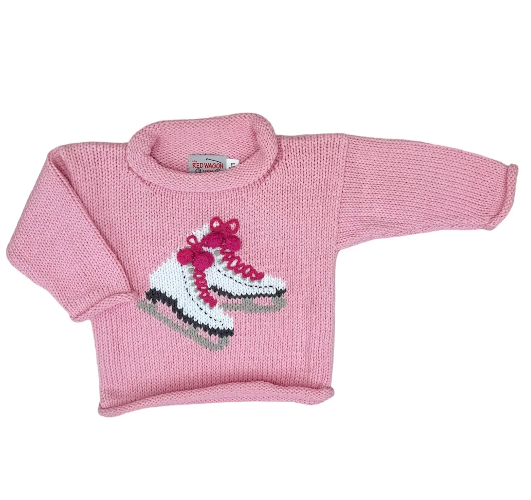 pink sweater with ice skates on it