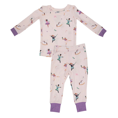 pink 2 pc pajamas with nutcracker ballet print