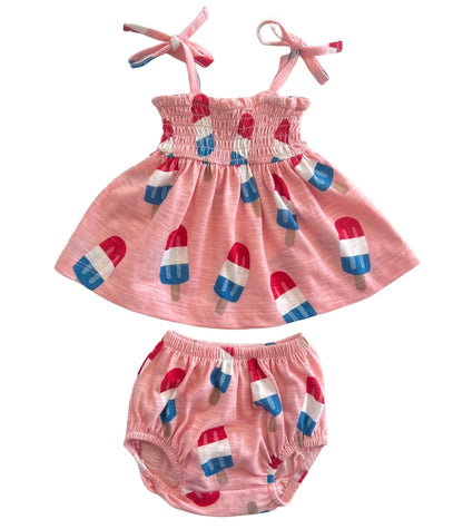 pink popsicles smocked dress and matching bloomer