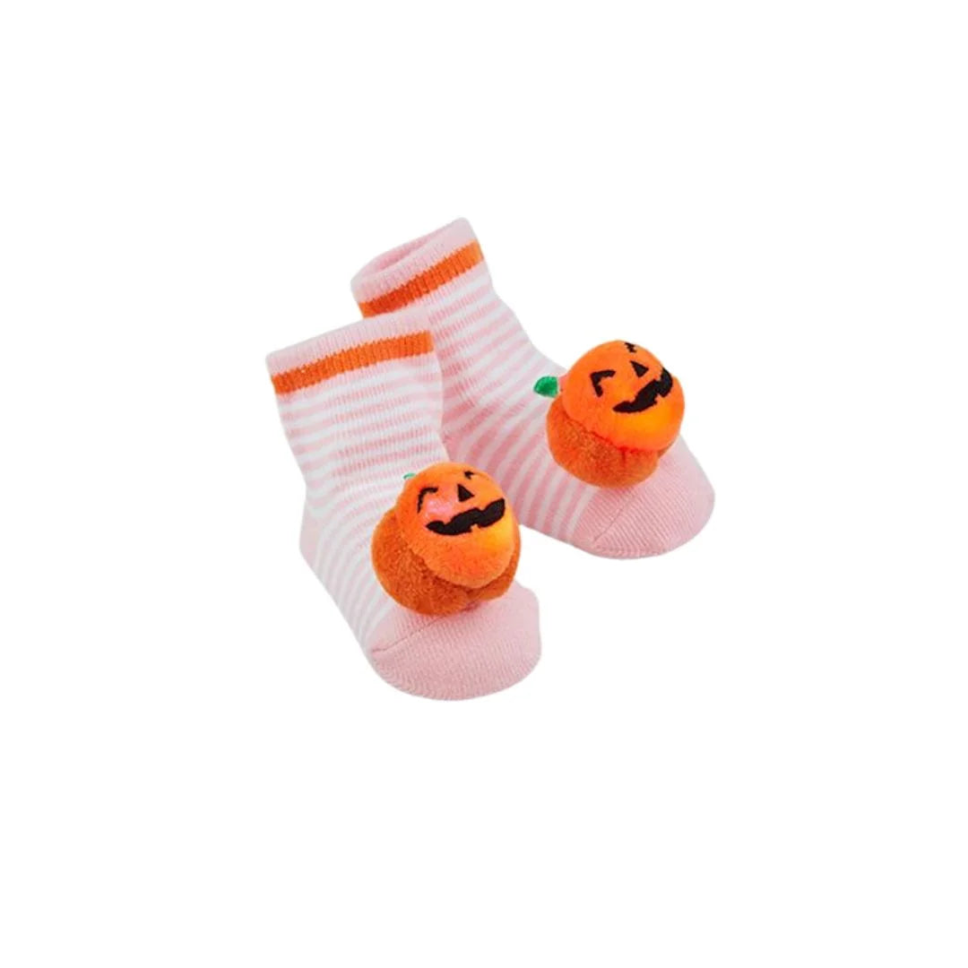 pink striped jack o lantern socks