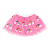 pink tutu with rainbows all over