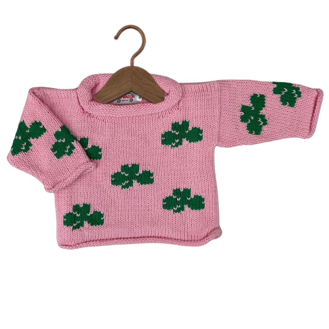 Pull à col roulé rose trèfle 