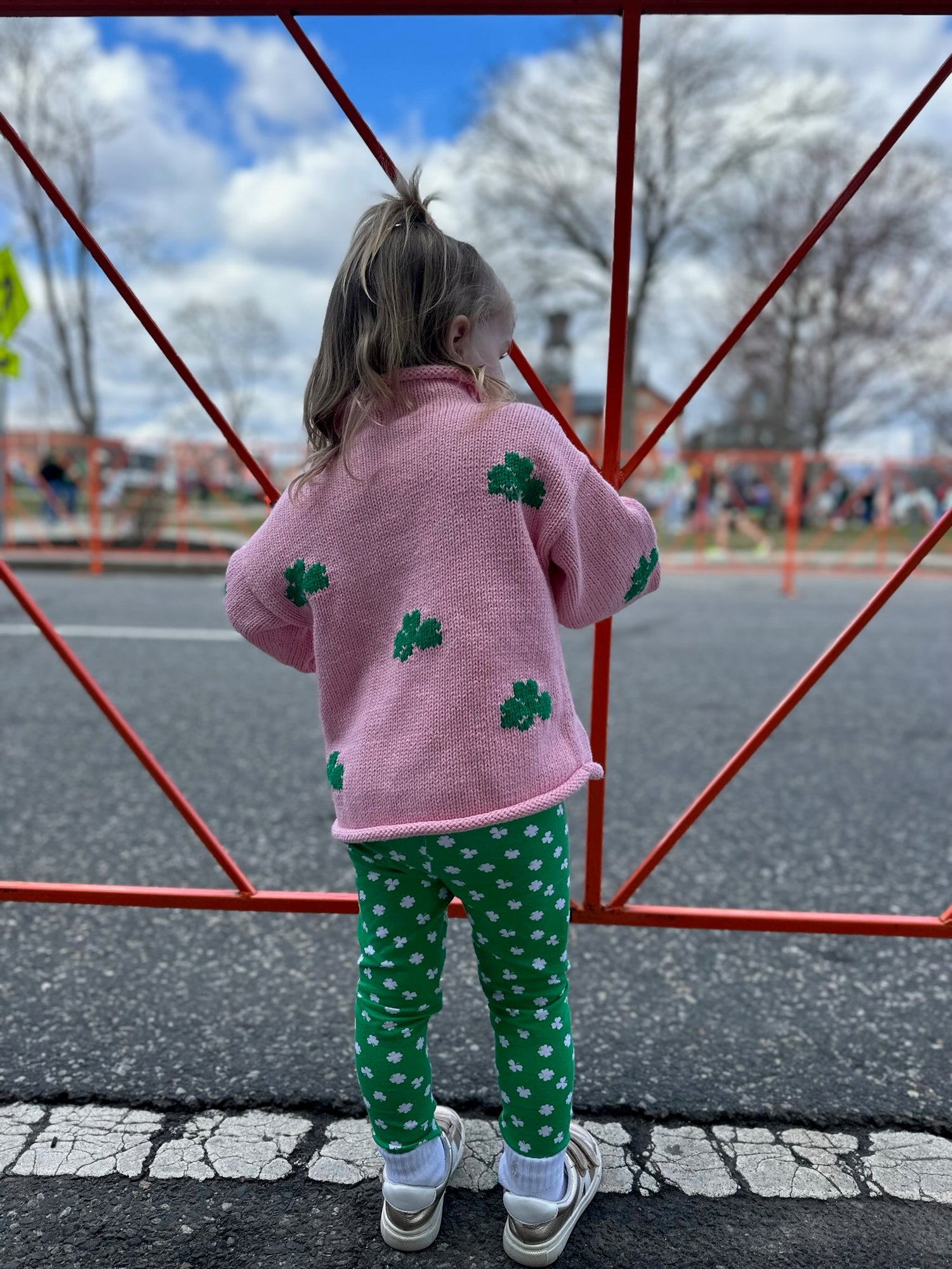 Pink Shamrock Roll Neck Sweater