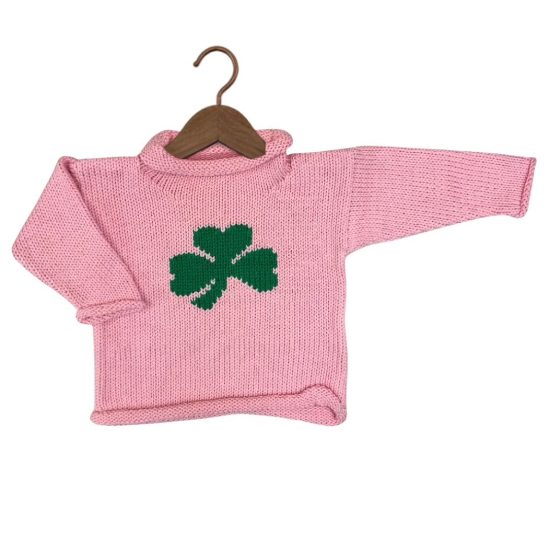 Pink Single Shamrock Roll Neck Sweater