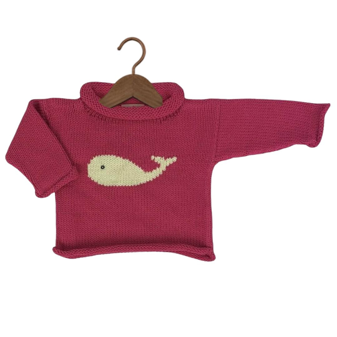 Pink Whale Roll Neck Sweater