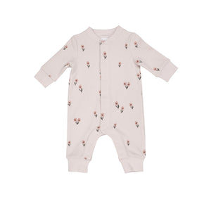 Pink Floral Baseball Collar Romper