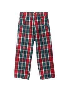 red green and white plaid pants