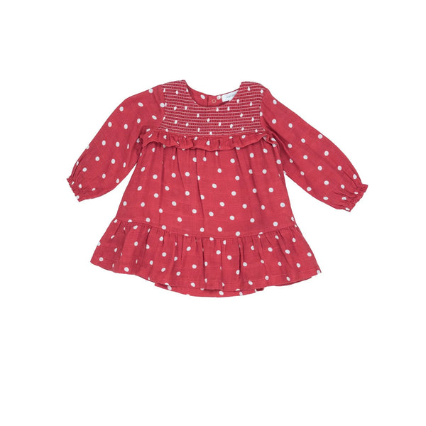 red polka dot dress and leggings for kids