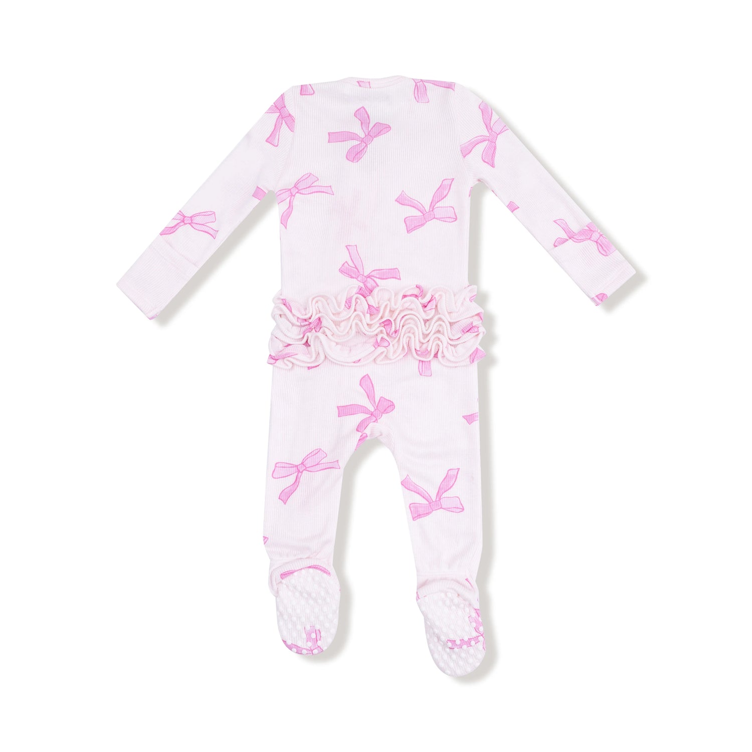 pink baby footie with bows all over