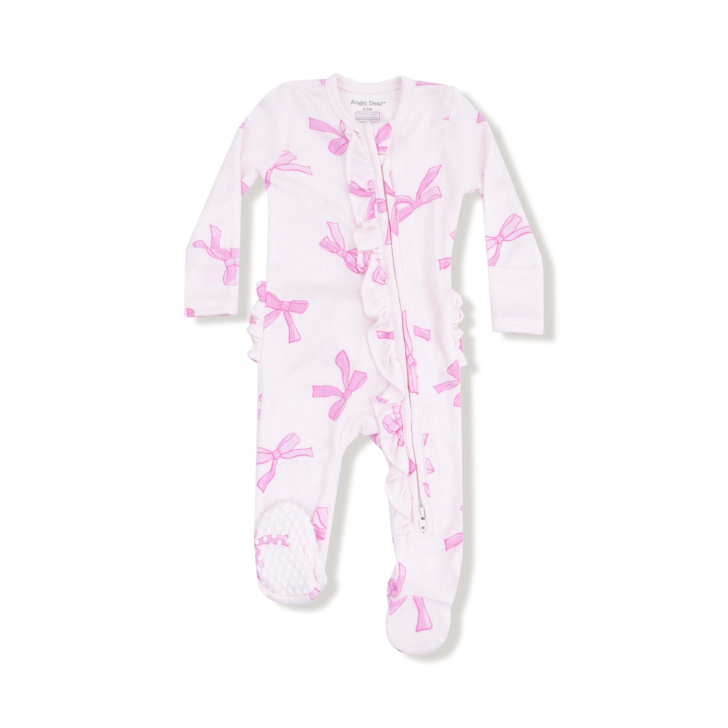 pink baby footie with bows all over